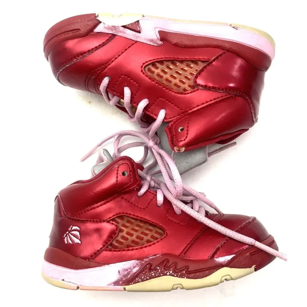 Nike Air Jordan 5 Retro (TD) Valentines Day Sz 6.5C Toddler 440890-605‎ Red Pink